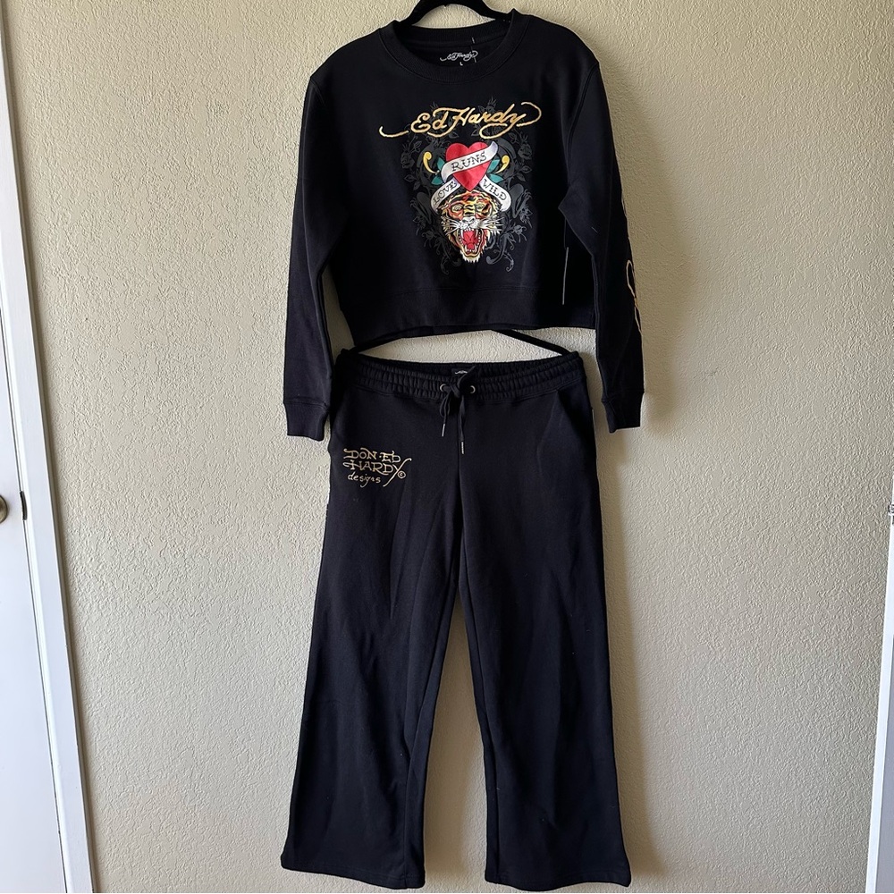 Ed Hardy Retro SET Tiger insulated suit pants and sweatshirt size L